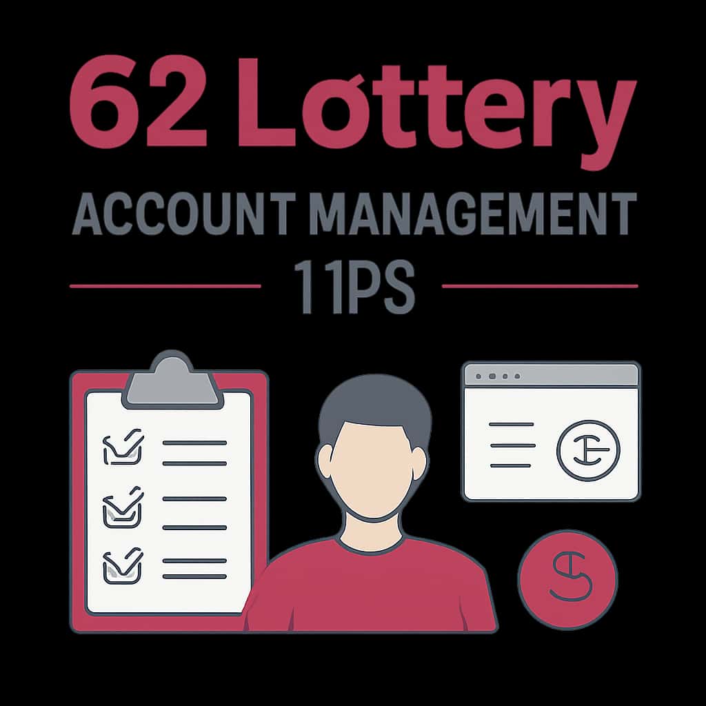 An educational diagram illustrating key aspects of 62 Lottery account management.