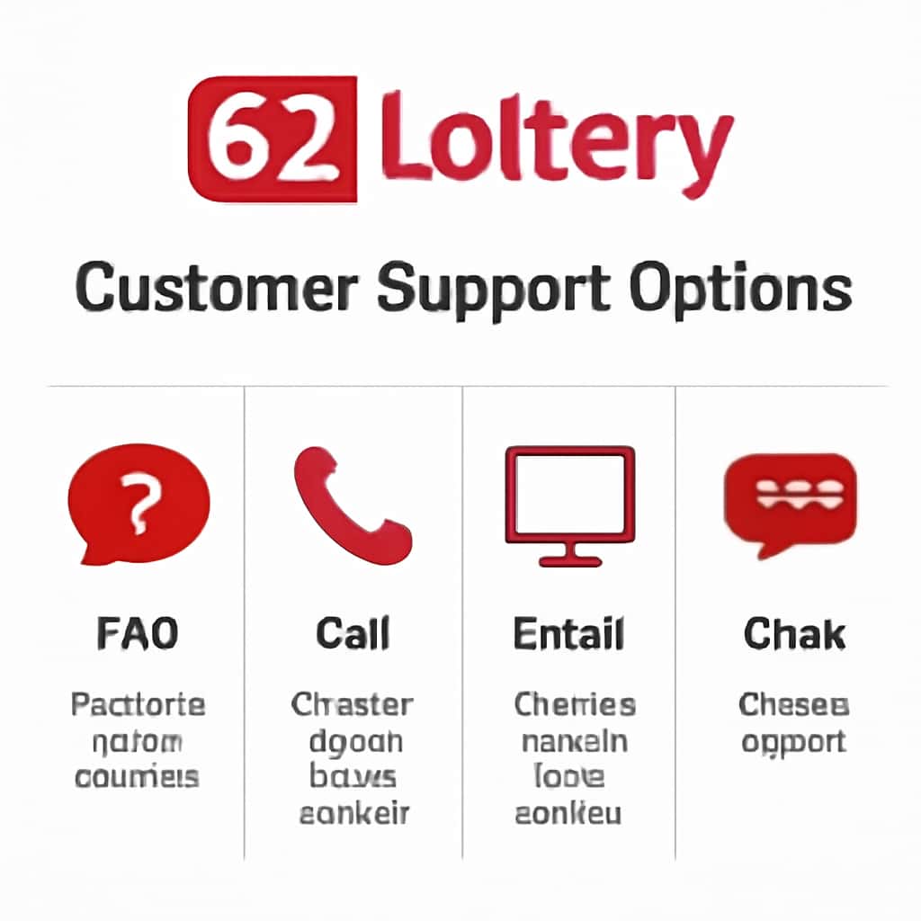 Diagram illustrating 62 Lottery customer support options.