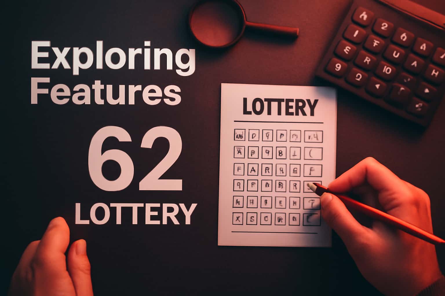 An informational scene representing the features of 62 Lottery.