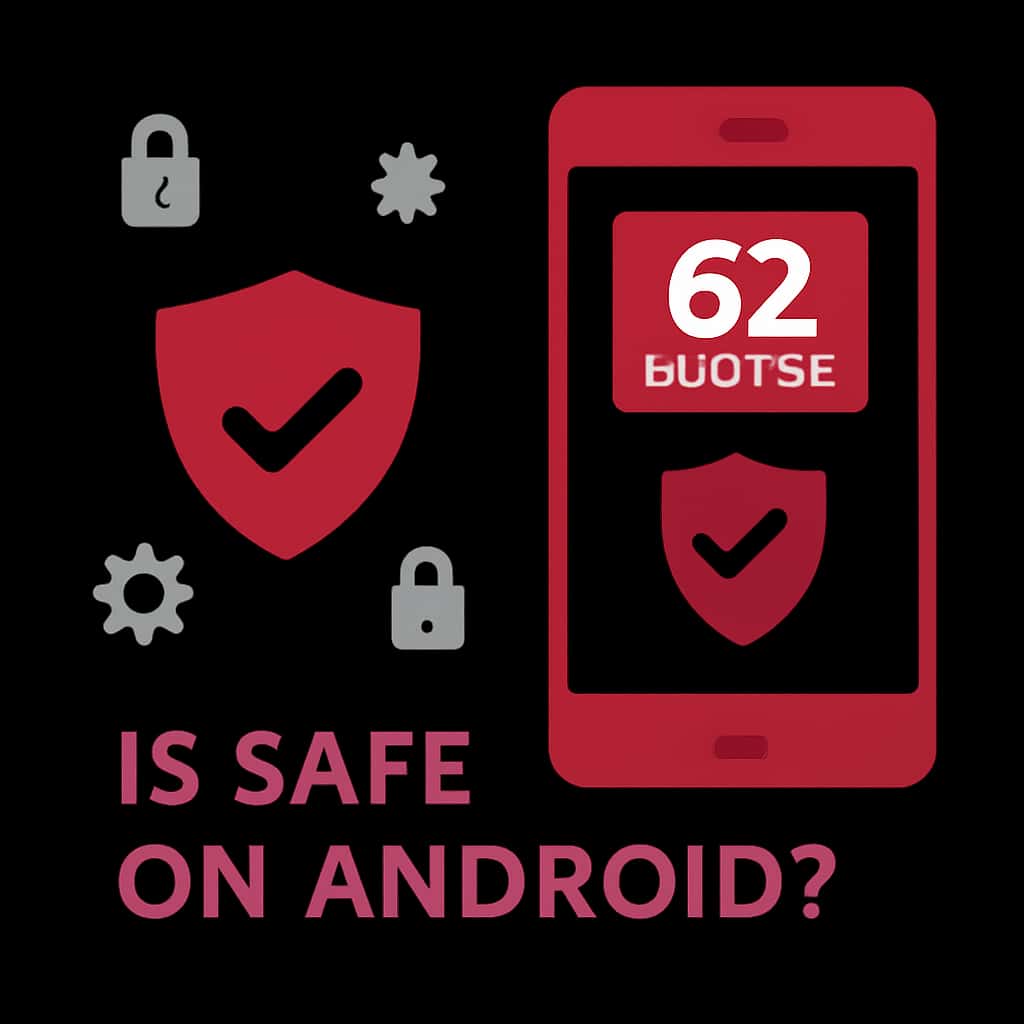An educational diagram showing the safety measures of the 62 Lottery app on Android.