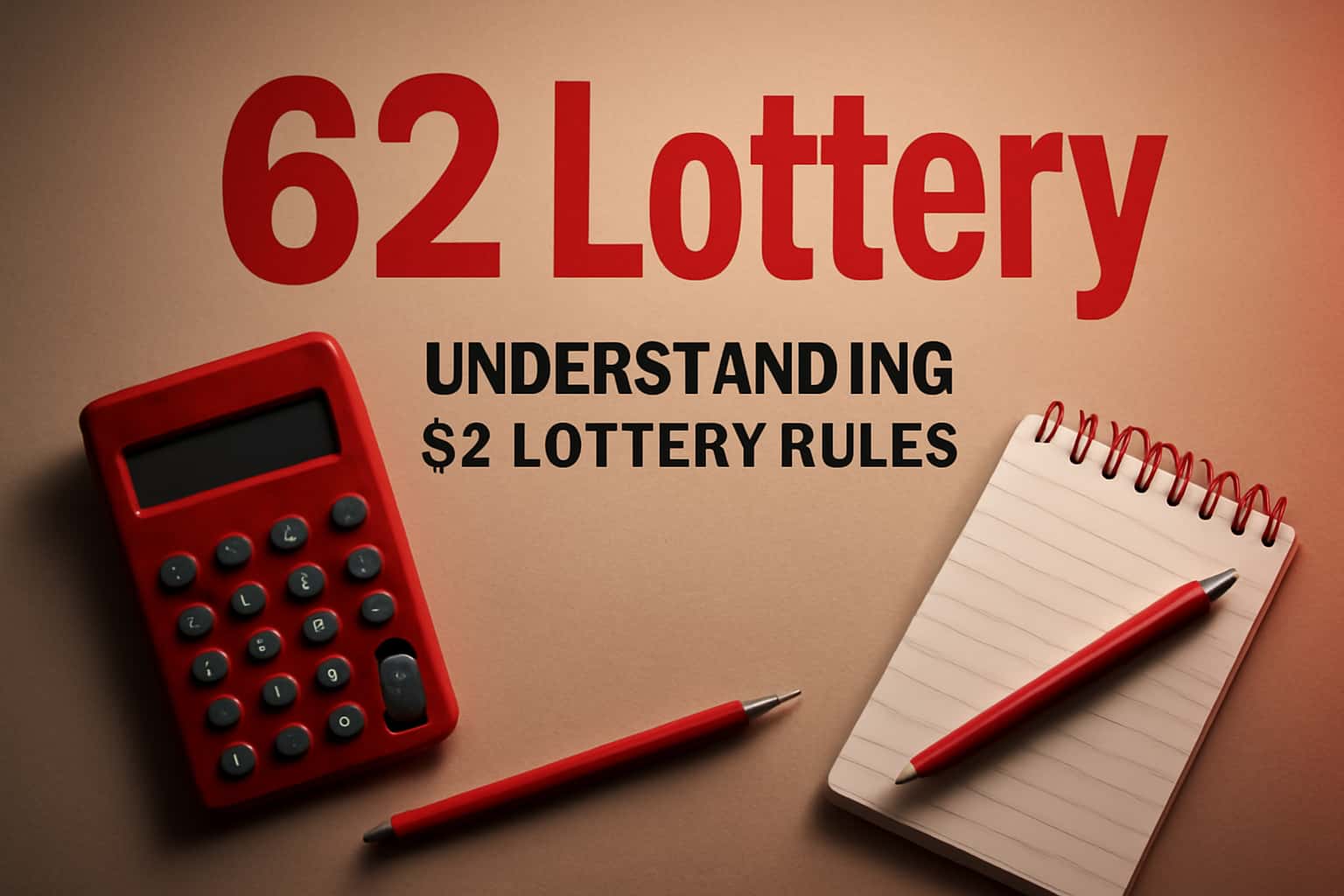 A neutral informational scene illustrating the rules of 62 Lottery.