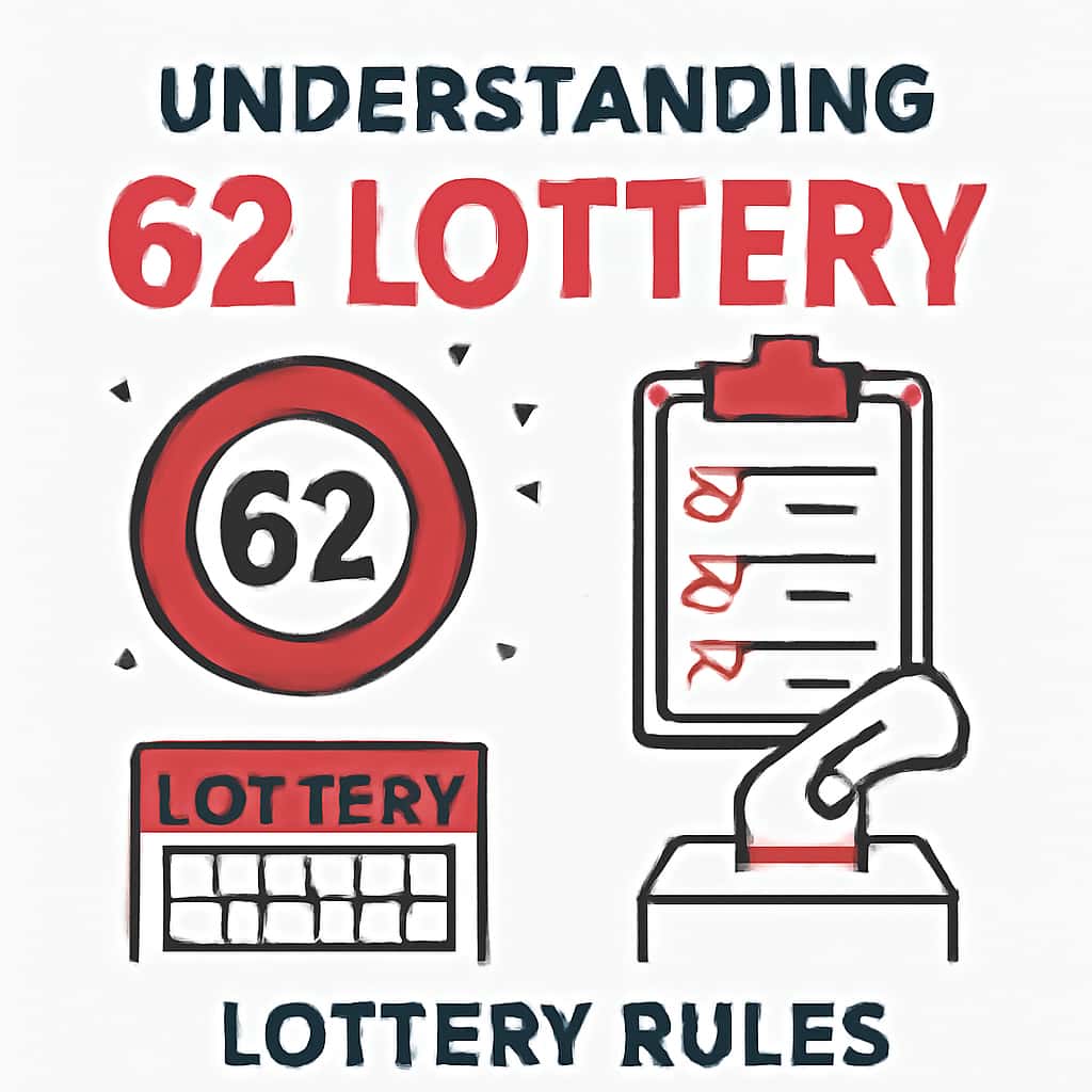 An educational diagram highlighting the rules of 62 Lottery.
